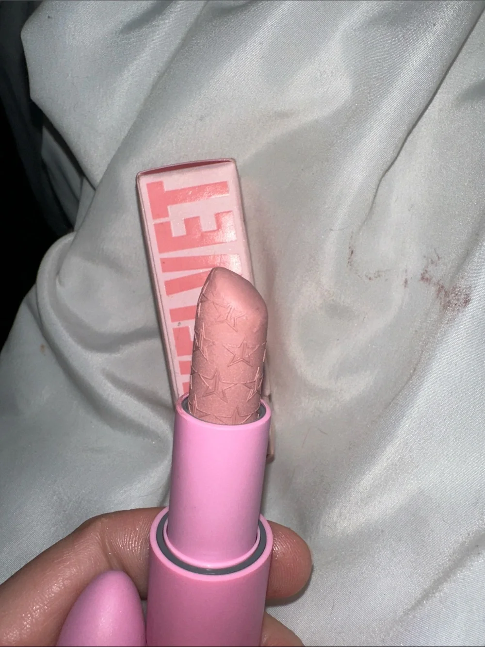 NIB Jeffree Star Pink Lipstick with Matching Pink Case nudest colony